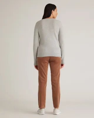 Quince Quince | Women's Organic Stretch Corduroy Straight Leg Pants in Warm Brown — Women Autumn brown Trousers & Chinos
