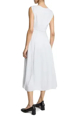 Theory Theory Boat Neck Midi Dress in Pastel Grey — Women Winter white Midi Dresses