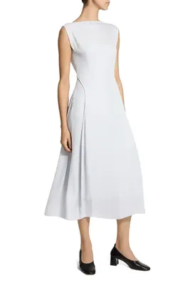 Theory Theory Boat Neck Midi Dress in Pastel Grey — Women Winter white Midi Dresses