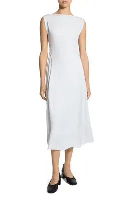 Theory Theory Boat Neck Midi Dress in Pastel Grey — Women Winter white Midi Dresses
