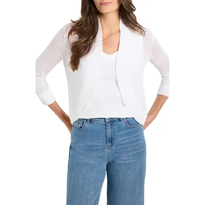 NIC+ZOE NIC+ZOE Linen Blend Bolero Cardigan in Paper White — Women Winter white Tops