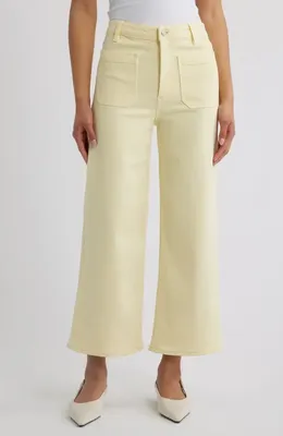 FRAME FRAME The Anchor High Waist Patch Pocket Crop Jeans in Lemon — Women Spring beige Pants