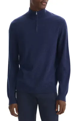 Theory Theory Hilles Quarter Zip Cashmere Sweater in Baltic Melange — Men Winter navy Tops