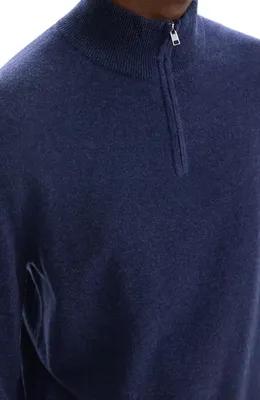 Theory Theory Hilles Quarter Zip Cashmere Sweater in Baltic Melange — Men Winter navy Tops