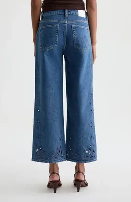 AG AG Saige Wide Leg Crop Jeans in Malbec — Women Summer navy Pants
