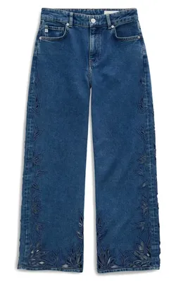 AG AG Saige Wide Leg Crop Jeans in Malbec — Women Summer navy Pants