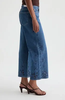 AG AG Saige Wide Leg Crop Jeans in Malbec — Women Summer navy Pants
