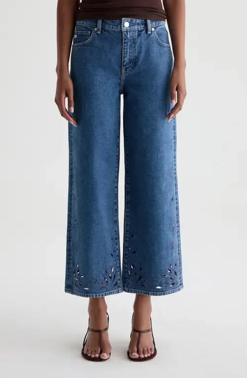 AG AG Saige Wide Leg Crop Jeans in Malbec — Women Summer navy Pants