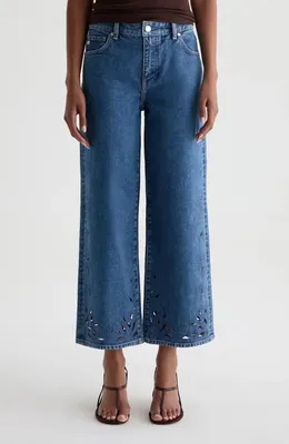 AG AG Saige Wide Leg Crop Jeans in Malbec — Women Summer navy Pants