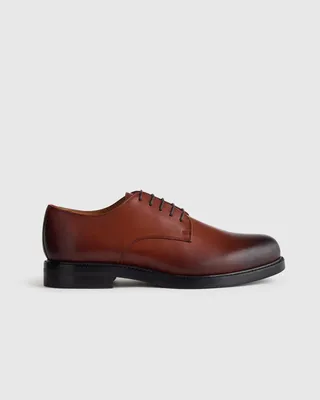 Quince Quince | Men's Calfskin Leather Derby in Brandy — Men Autumn brown Accessories