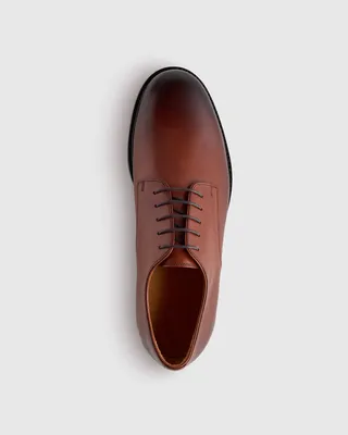 Quince Quince | Men's Calfskin Leather Derby in Brandy — Men Autumn brown Accessories