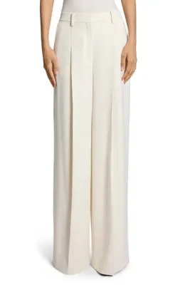 Theory Theory Pleated High Rise Wide Leg Pants in Rice — Women Spring white Pants