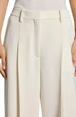 Theory Theory Pleated High Rise Wide Leg Pants in Rice — Women Spring white Pants