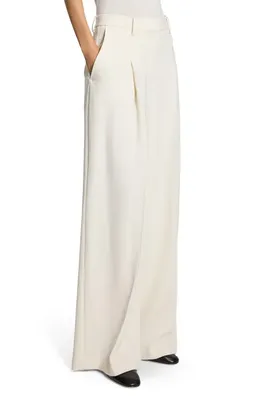 Theory Theory Pleated High Rise Wide Leg Pants in Rice — Women Spring white Pants
