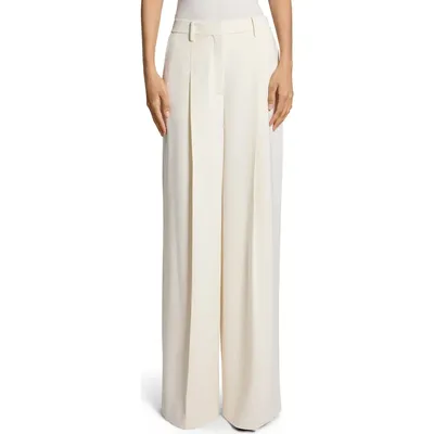 Theory Theory Pleated High Rise Wide Leg Pants in Rice — Women Spring white Pants