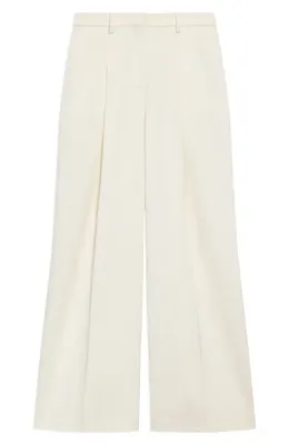 Theory Theory Pleated High Rise Wide Leg Pants in Rice — Women Spring white Pants