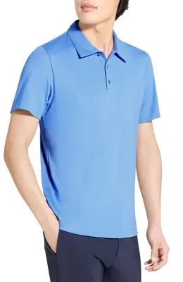 Theory Theory Bron in Anemone Milano Polo in Crisp Blue - 2Qk — Men Summer silver Tops
