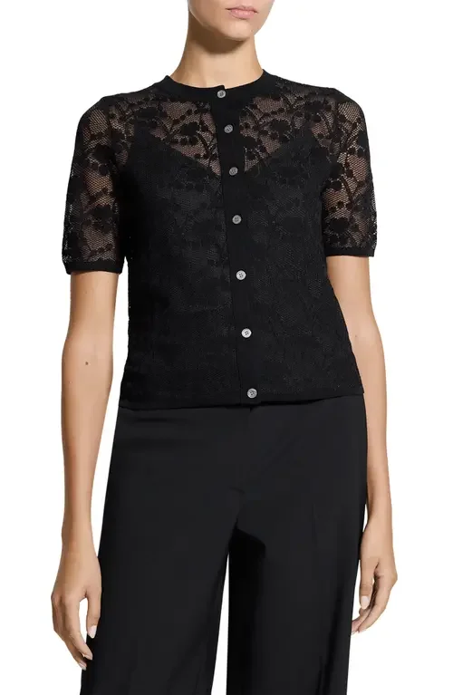 Theory Theory Lace Cardigan in Black — Women Winter black Tops