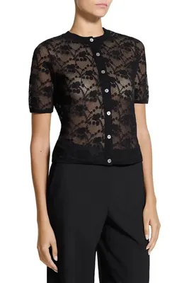 Theory Theory Lace Cardigan in Black — Women Winter black Tops
