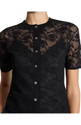 Theory Theory Lace Cardigan in Black — Women Winter black Tops