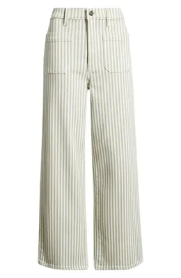 FRAME FRAME The Anchor High Waist Wide Leg Jeans in Flax Stripe — Women Spring ivory Pants