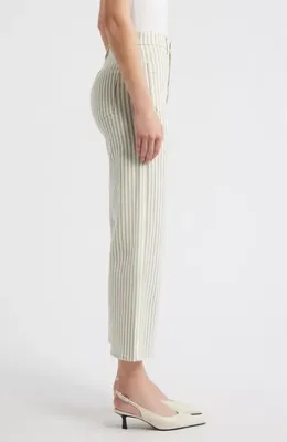 FRAME FRAME The Anchor High Waist Wide Leg Jeans in Flax Stripe — Women Spring ivory Pants