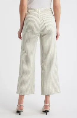 FRAME FRAME The Anchor High Waist Wide Leg Jeans in Flax Stripe — Women Spring ivory Pants