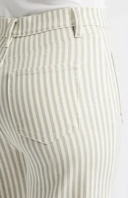FRAME FRAME The Anchor High Waist Wide Leg Jeans in Flax Stripe — Women Spring ivory Pants