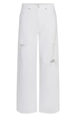 FRAME FRAME The Loose Ripped Wide Leg Jeans in White Destruct — Women Winter white Pants