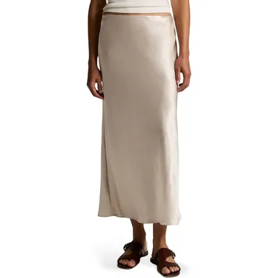 Vince Vince Side Slit Matte Satin Slip Skirt in Champagne — Women Autumn beige Skirts