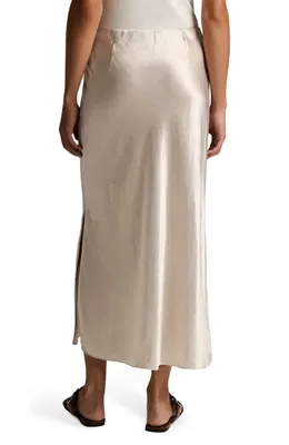 Vince Vince Side Slit Matte Satin Slip Skirt in Champagne — Women Autumn beige Skirts