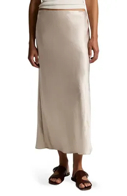 Vince Vince Side Slit Matte Satin Slip Skirt in Champagne — Women Autumn beige Skirts