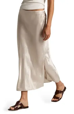Vince Vince Side Slit Matte Satin Slip Skirt in Champagne — Women Autumn beige Skirts