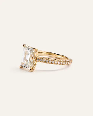 Quince Quince | Women's Lab Grown Diamond Emerald Pave Cathedral Engagement Ring 3ctw in Yellow Gold — Women Spring camel Accessories