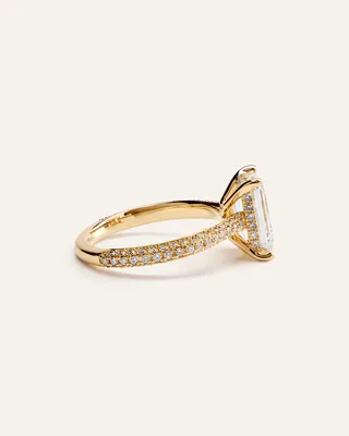 Quince Quince | Women's Lab Grown Diamond Emerald Pave Cathedral Engagement Ring 3ctw in Yellow Gold — Women Spring camel Accessories