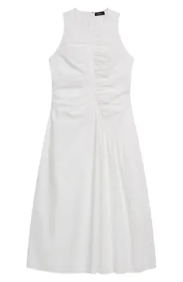 Theory Theory Asymmetric Ruched Sleeveless Midi Dress in White — Women Winter white Midi Dresses