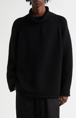 Bode Bode Cashmere Funnel Neck Sweater in Black — Men Winter black Tops