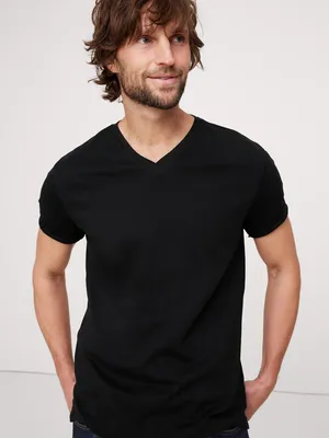 Unknown Luxury-Touch V-Neck T-Shirt in Black — Men Winter black Tops