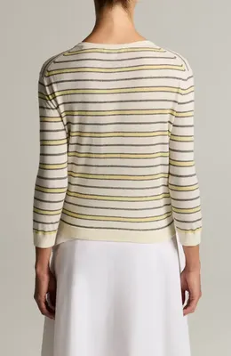 Vince Vince Stripe Cardigan in Dandelion Combo — Women Spring white Tops