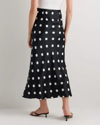 Quince Quince | Women's Maxi Skirt in Noir Large Dot — Women Winter black Maxi Skirts