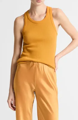 Vince Vince Scoop Neck Rib Tank in Clementine — Women Spring gold Tops
