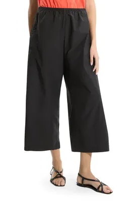Theory Theory Wide Leg Cotton Blend Crop Paints in Black — Women Winter black Trousers & Chinos