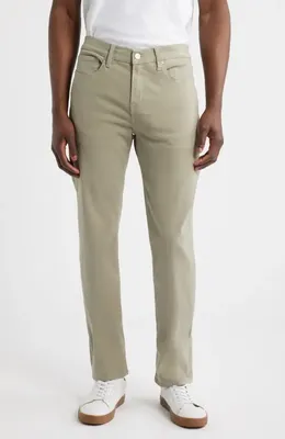 FRAME FRAME L'Homme Slim Fit Five-Pocket Twill Pants in Mintleaf — Men Autumn khaki Pants