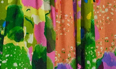 Boden Boden Ruffle Pleated Maxi Dress in Garden Print — Women Spring green Dresses
