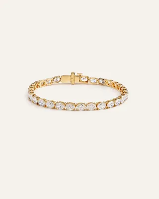 Quince Quince | Women's 14K Gold Lab Grown Diamond East-West Oval Tennis Bracelet 10ctw in Yellow Gold — Women Spring gold Accessories