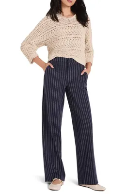 NIC+ZOE NIC+ZOE Leno Pinstripe Pants in Indigo Multi — Women Winter navy Pants