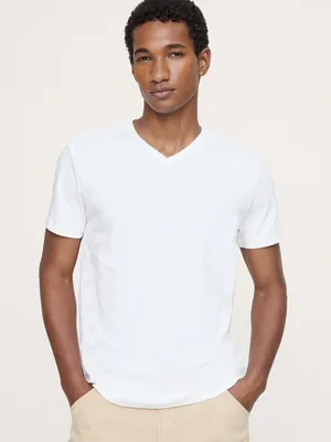 Unknown Luxury-Touch V-Neck T-Shirt in Optic White — Men Winter white Tops