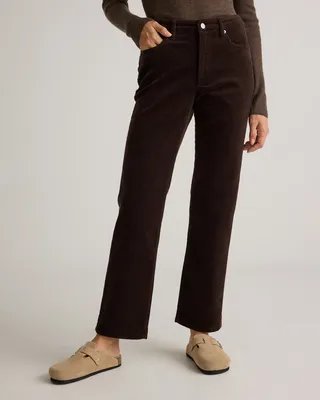 Quince Quince | Women's Organic Stretch Corduroy Straight Leg Pants in Espresso — Women Autumn chocolate Trousers & Chinos
