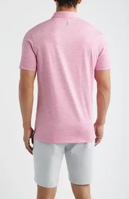 johnnie-O johnnie-O Michael Stripe Performance Golf Polo in Punch — Men Spring pink Tops