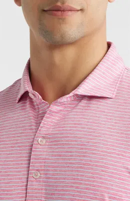 johnnie-O johnnie-O Michael Stripe Performance Golf Polo in Punch — Men Spring pink Tops
